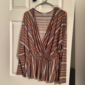 White Birch Striped Wrap Top